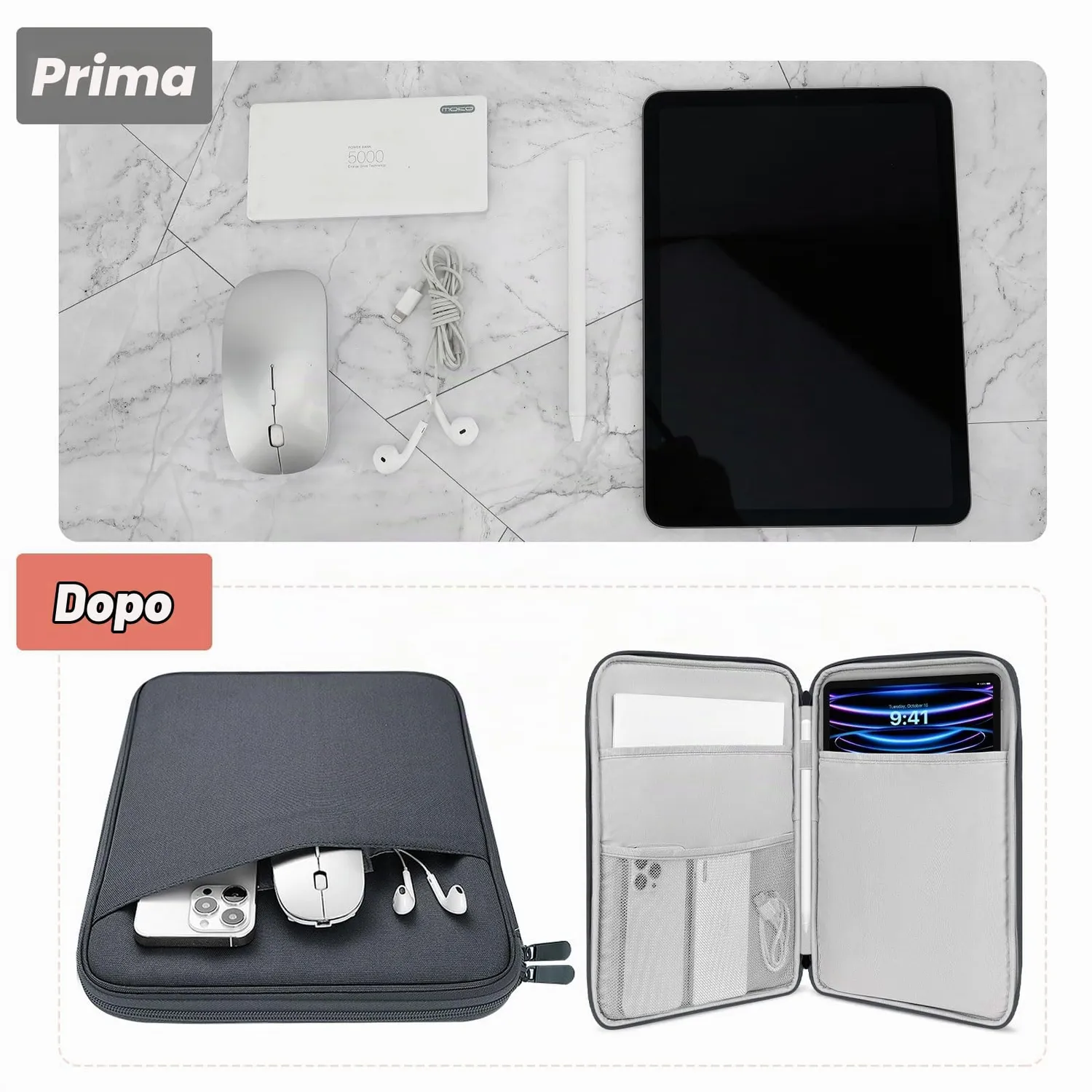MoKo borsa sleeve tablet 9-11 pollici grigio scuro imbottita