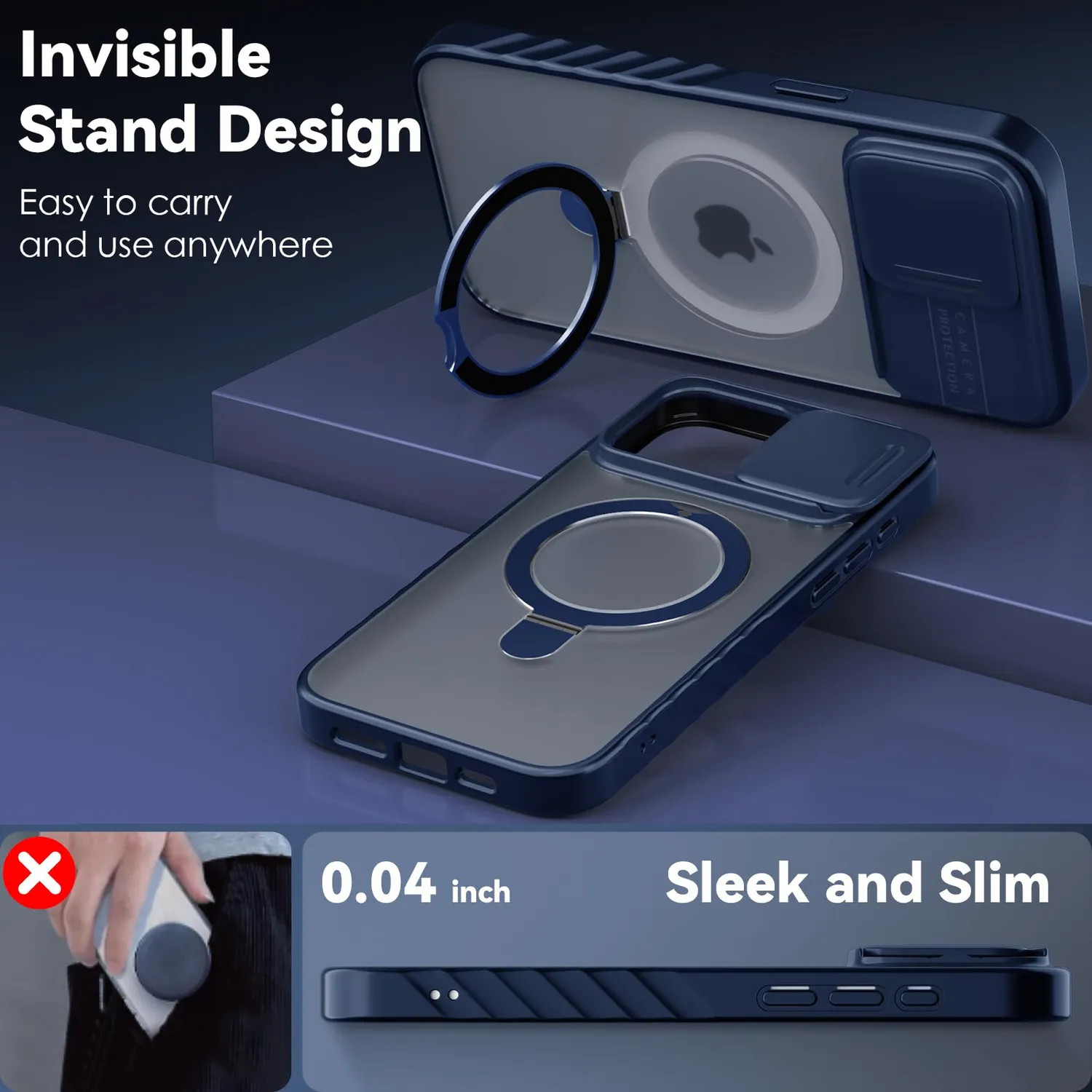 CloudValley Cover per iPhone 15 Pro Max blu opaco MagSafe
