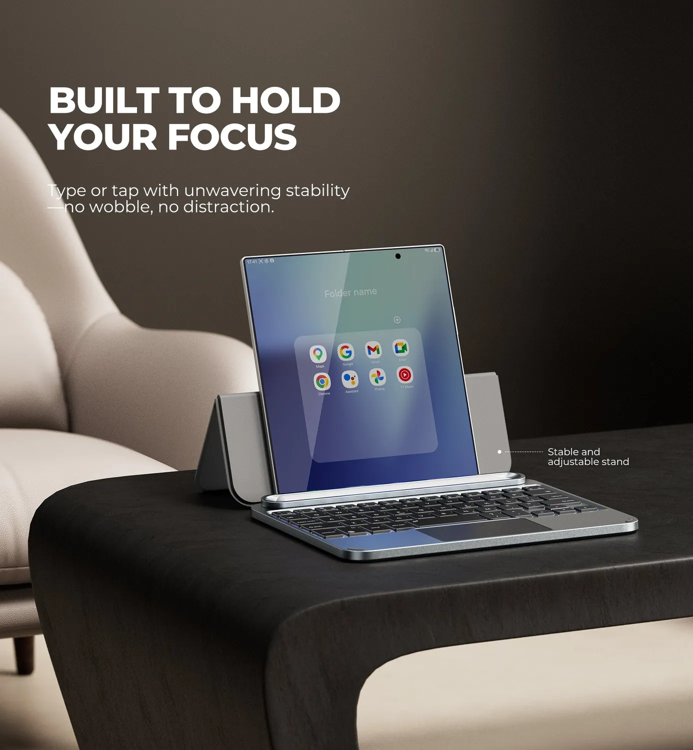 Dexnor Z Fold tastiera bluetooth custodia grigia touchpad