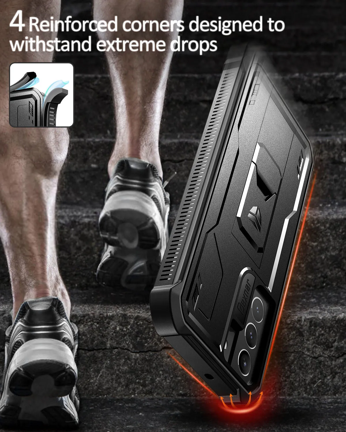 Dexnor Galaxy S22 Plus cover antishock nera kickstand