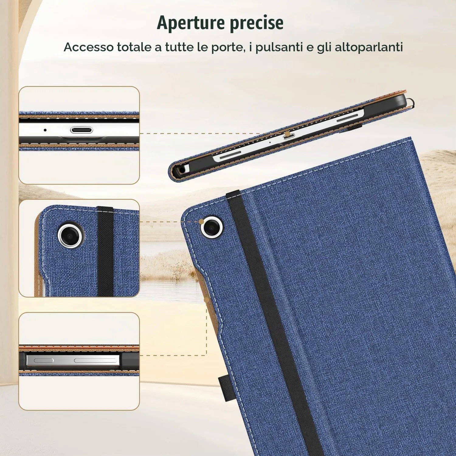 MoKo Cover Samsung Galaxy Tab A11+/A9+ 11" Denim Blu Marrone