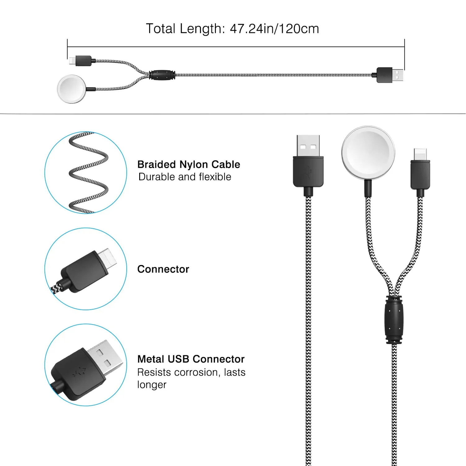 MoKo 2 in 1 cavo ricarica wireless magnetico nero