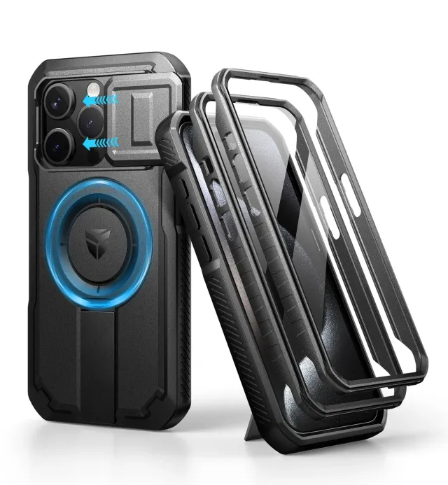 Dexnor iPhone 15 Pro Cover Nera MagSafe Antiurto Camera Slide