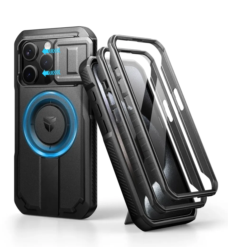 Dexnor iPhone 15 Pro Cover Nera MagSafe Antiurto Camera Slide
