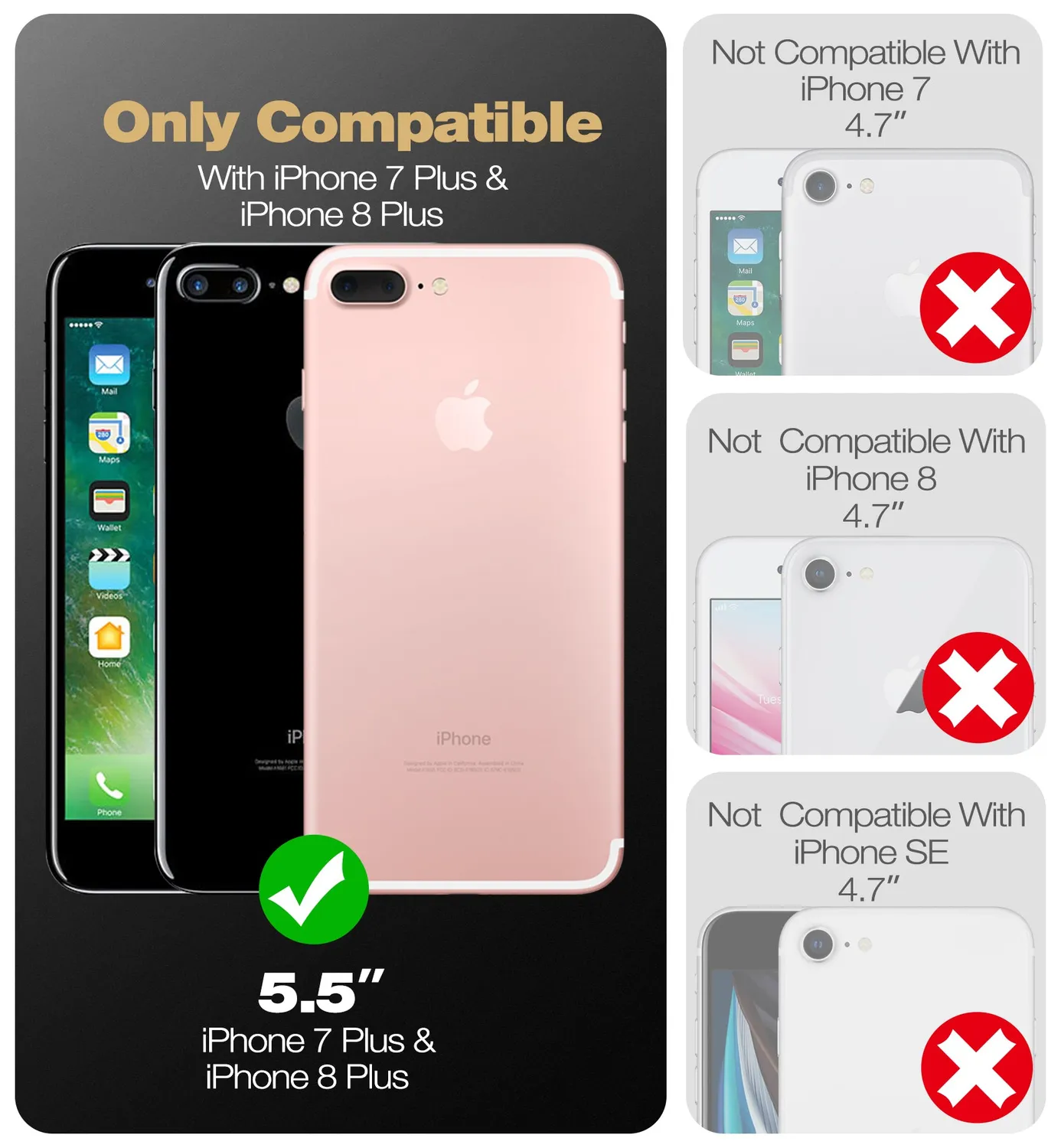 Dexnor iPhone 7 Plus 8 Plus custodia nera con cavalletto