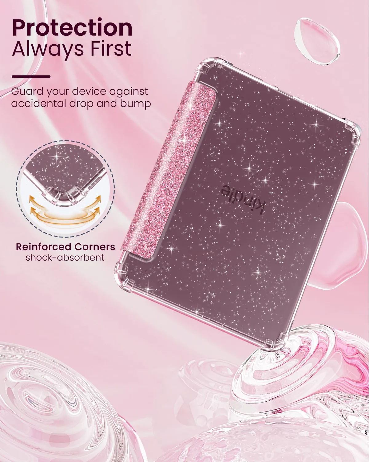 MoKo Custodia Kindle Paperwhite 13a Gen 7" Rosa Glitter TPU