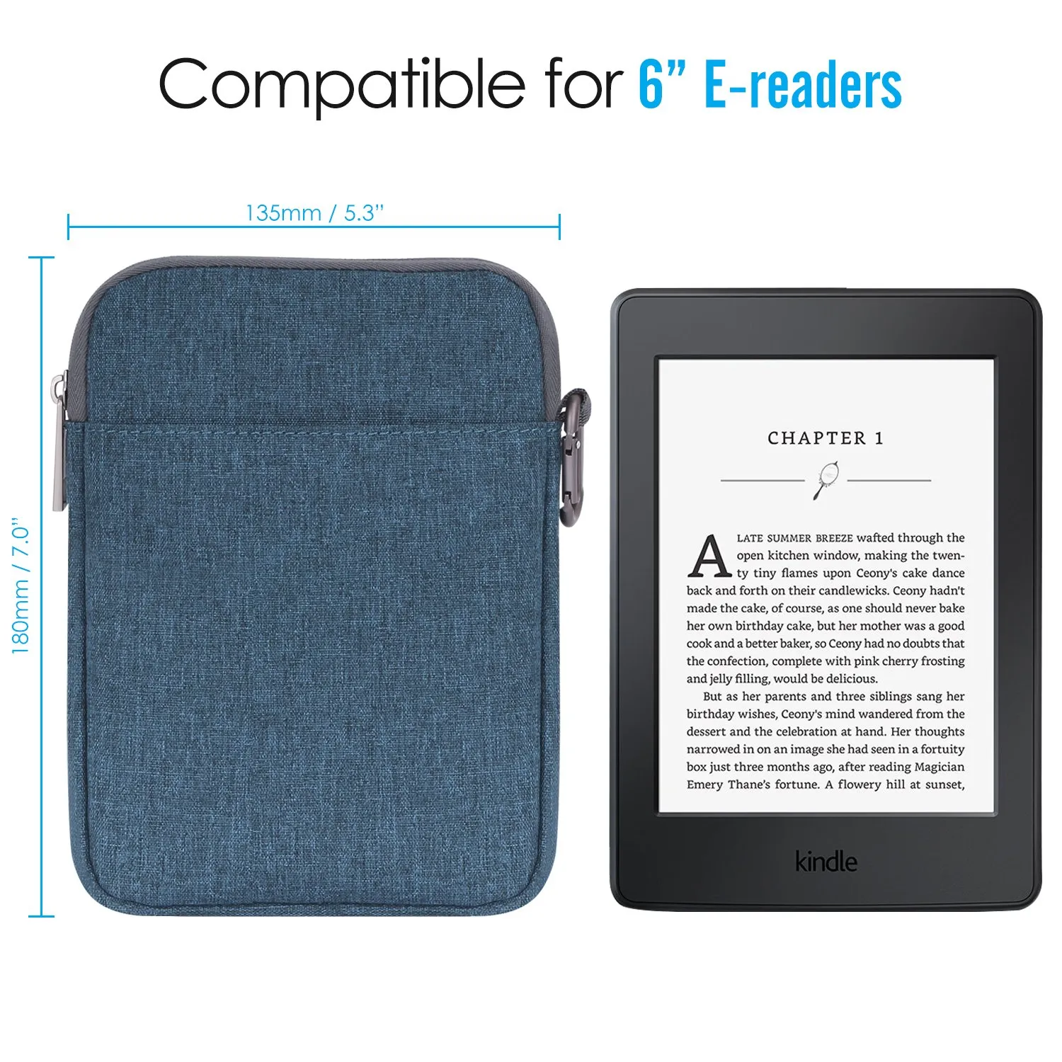 MoKo Kindle 6" custodia nylon leggera blu