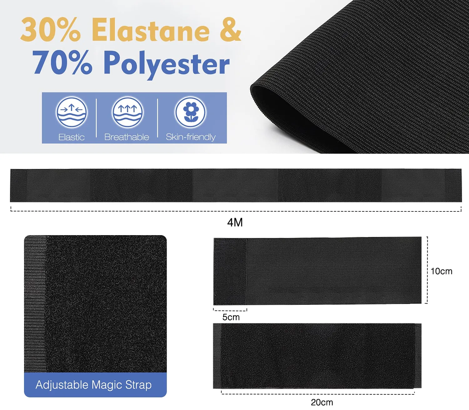 MoKo fascia lombare elastica nera 4m regolabile