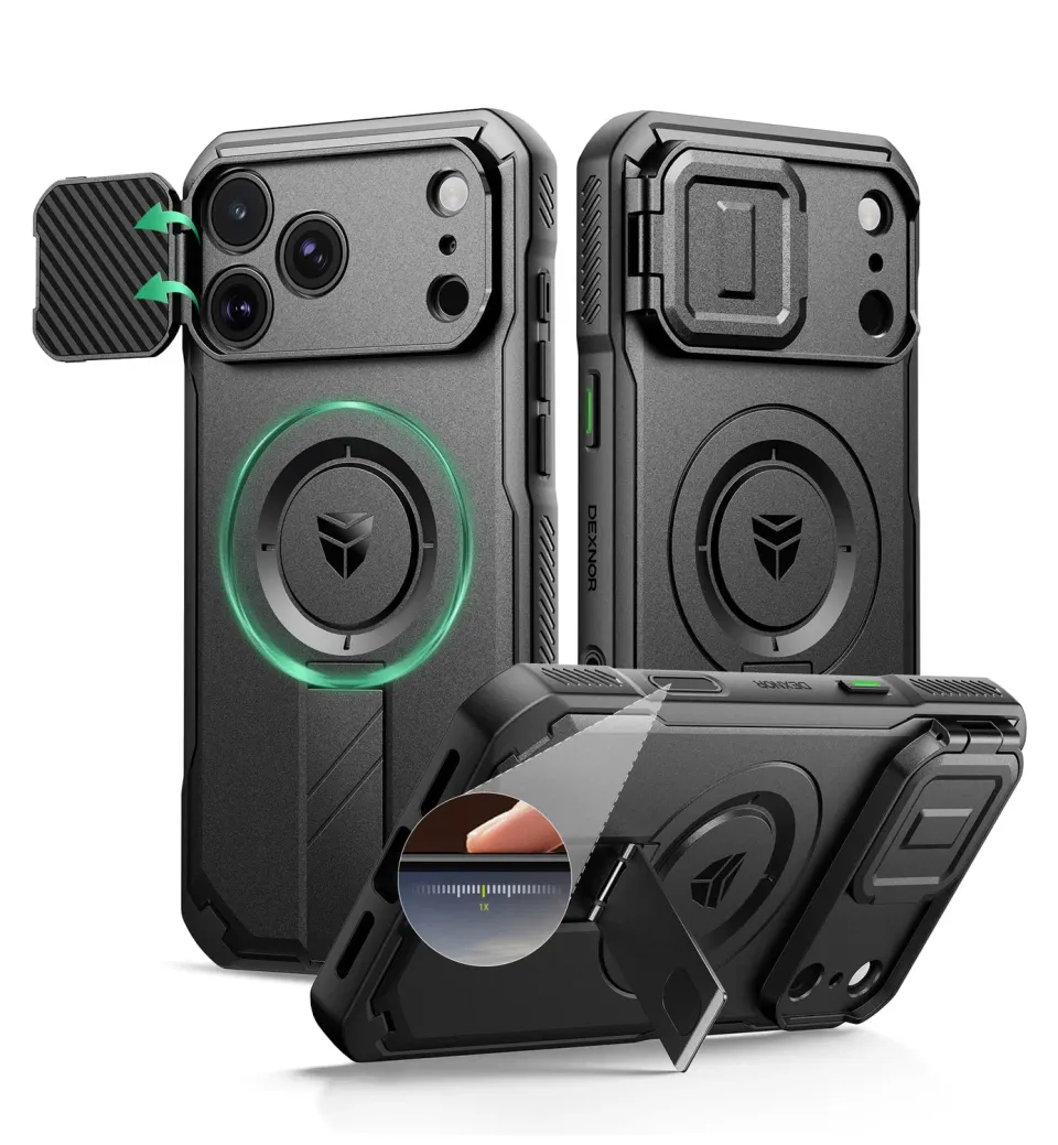 Dexnor iPhone 18 Pro Max cover MagSafe nera kickstand
