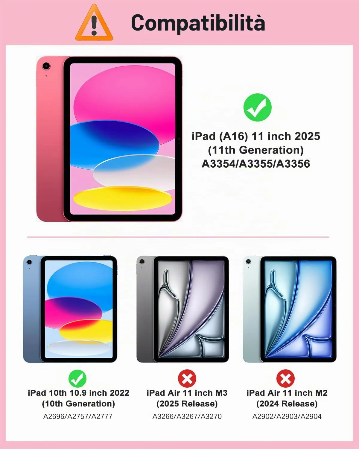 MoKo Cover iPad A16 11" e 10ª Gen 10,9" Rosa Glitterato