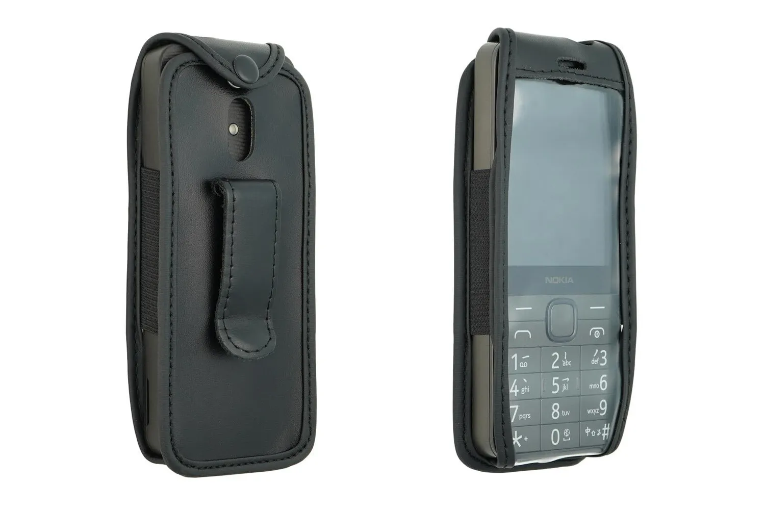 caseroxx Custodia Pelle Nokia 235 4G Nera con Clip Cintura