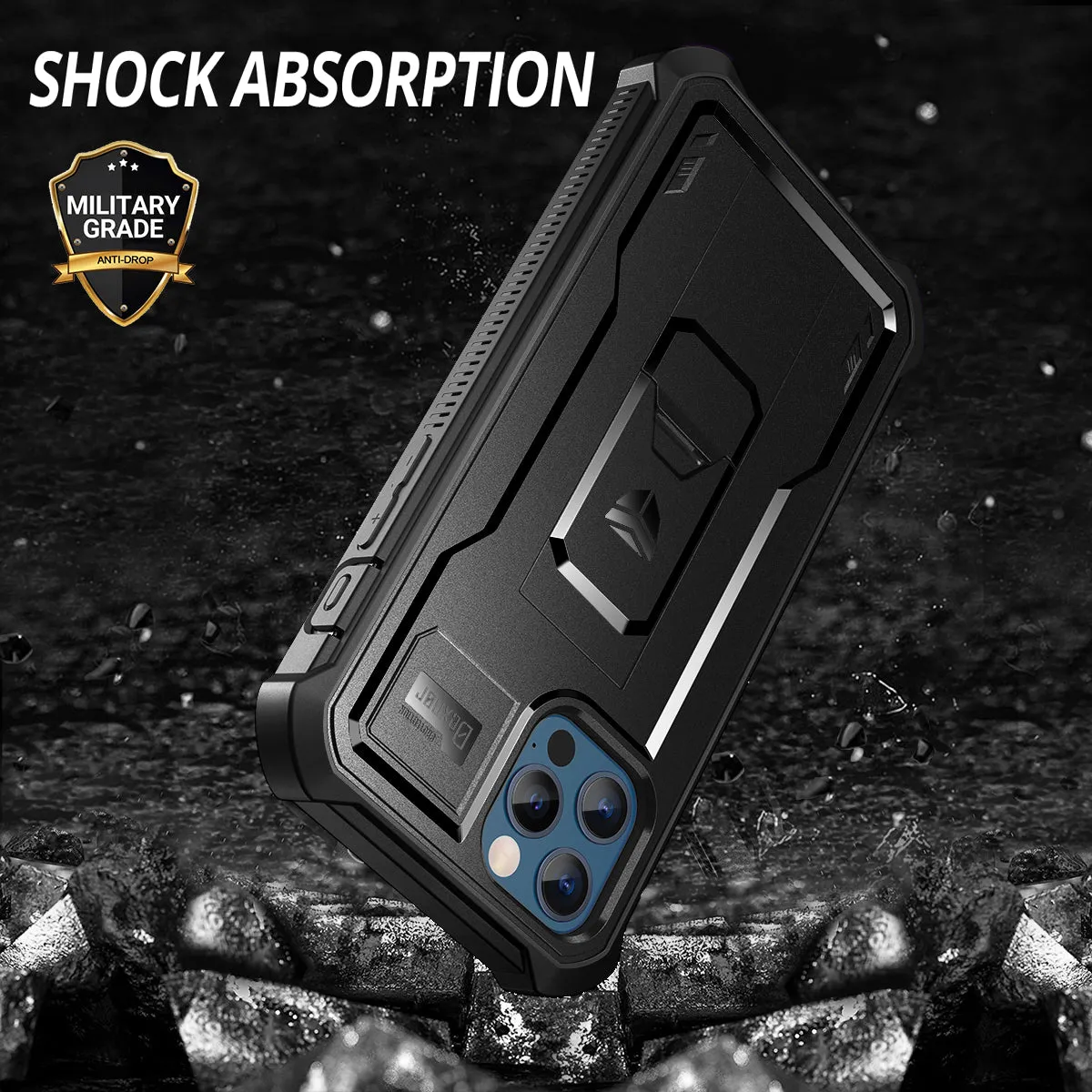 Dexnor iPhone 12 Pro cover nera antiurto pellicola