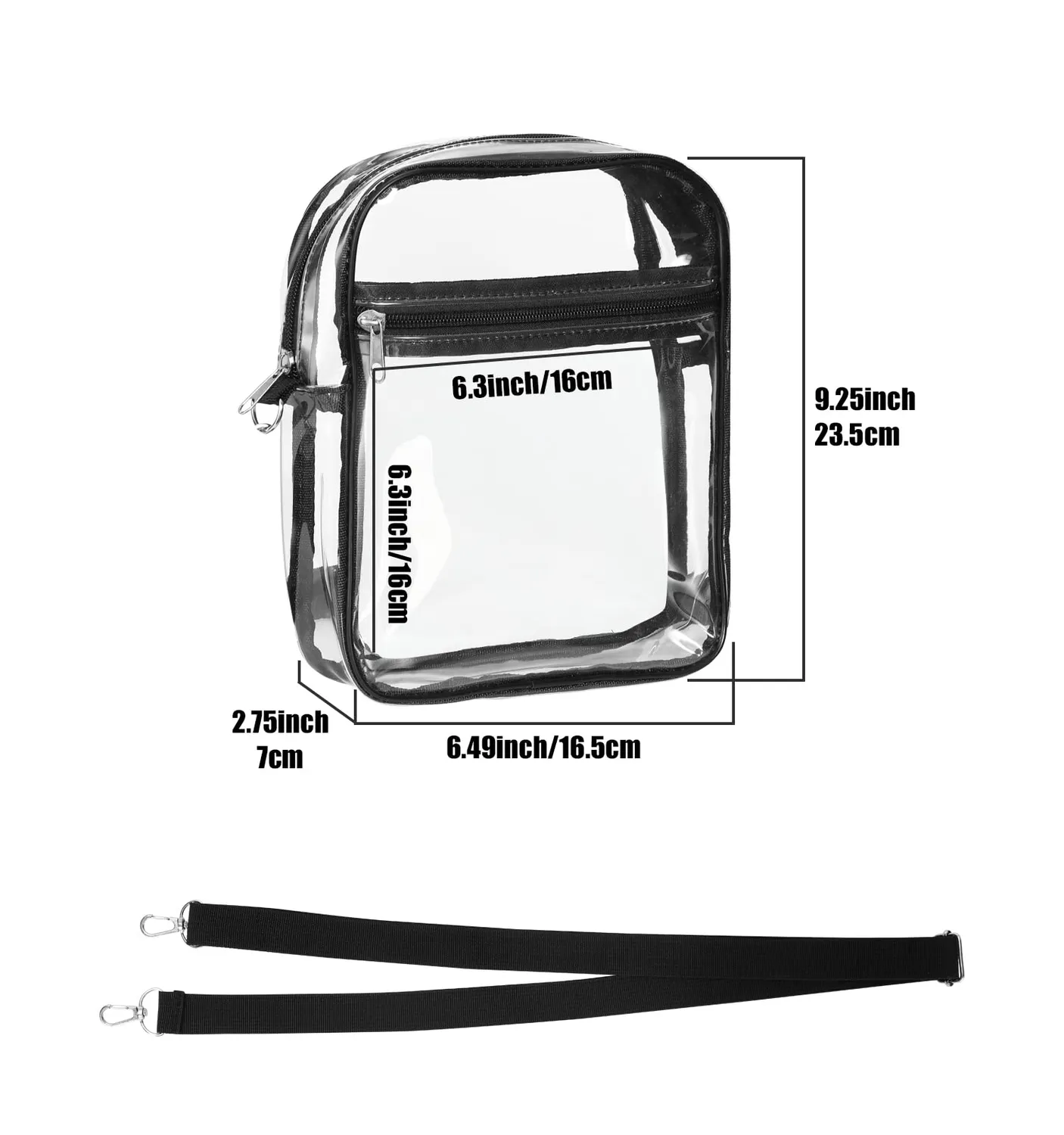 MoKo Borsa Tracolla Trasparente Nera 24x17cm PVC