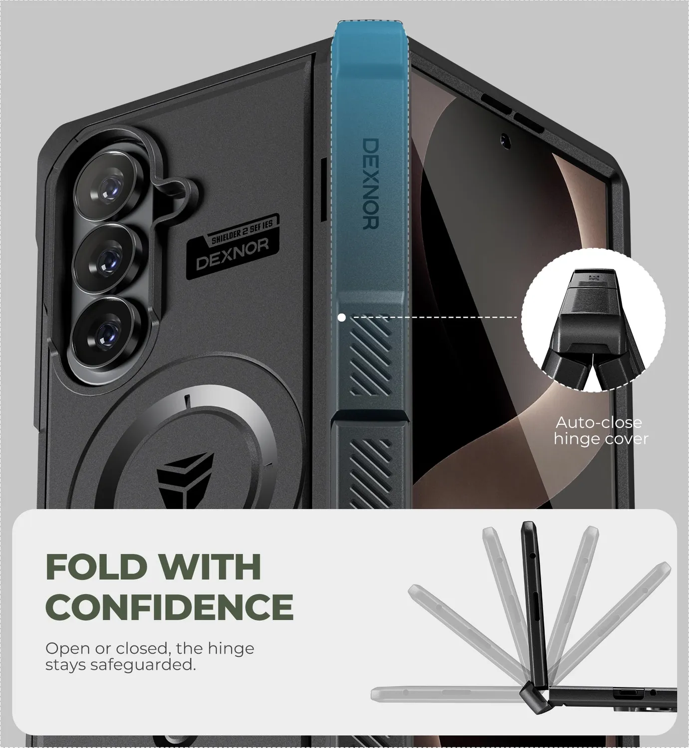 Dexnor Galaxy Z Fold 8 Ultra cover nera MagSafe rugged