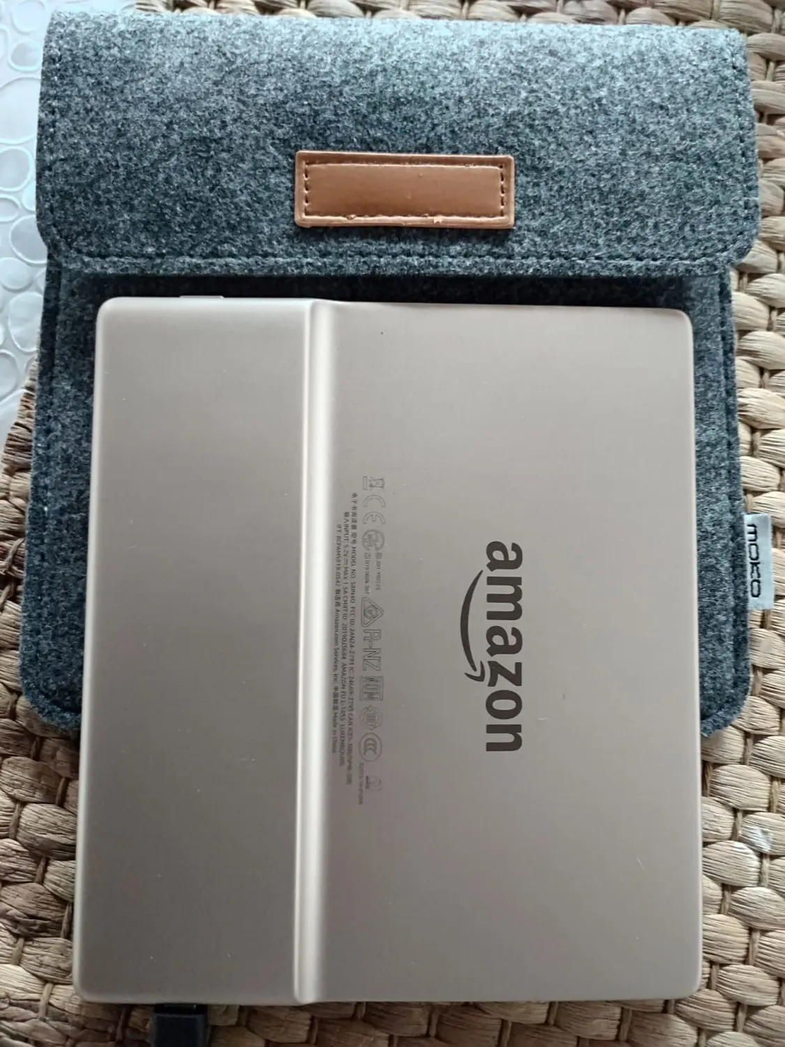 MoKo Kindle Oasis custodia feltro grigio scuro portafoglio