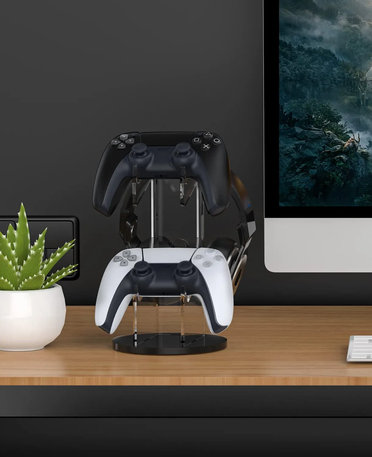 MoKo supporto controller e cuffie nero trasparente 2in1