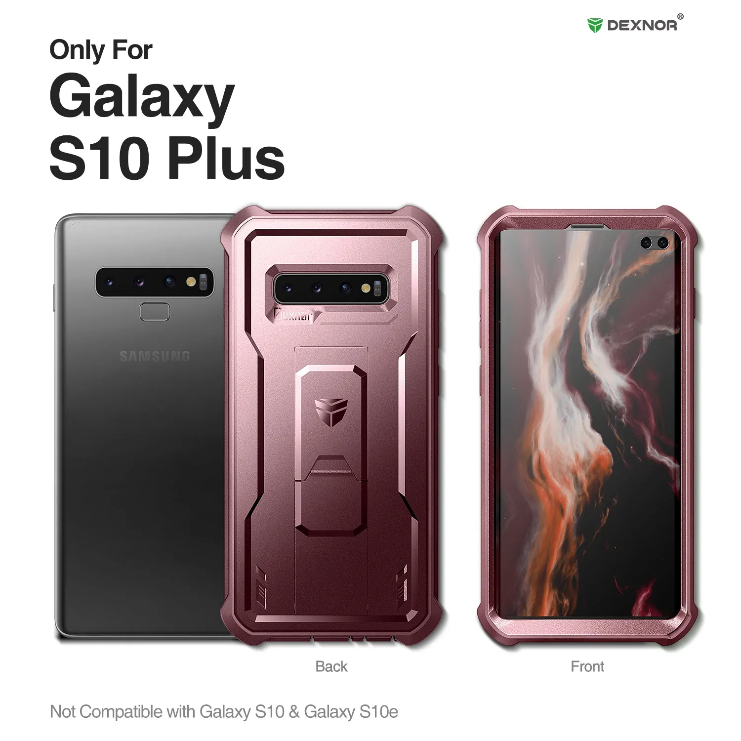 Dexnor Galaxy S10 Plus cover rugged nera con kickstand