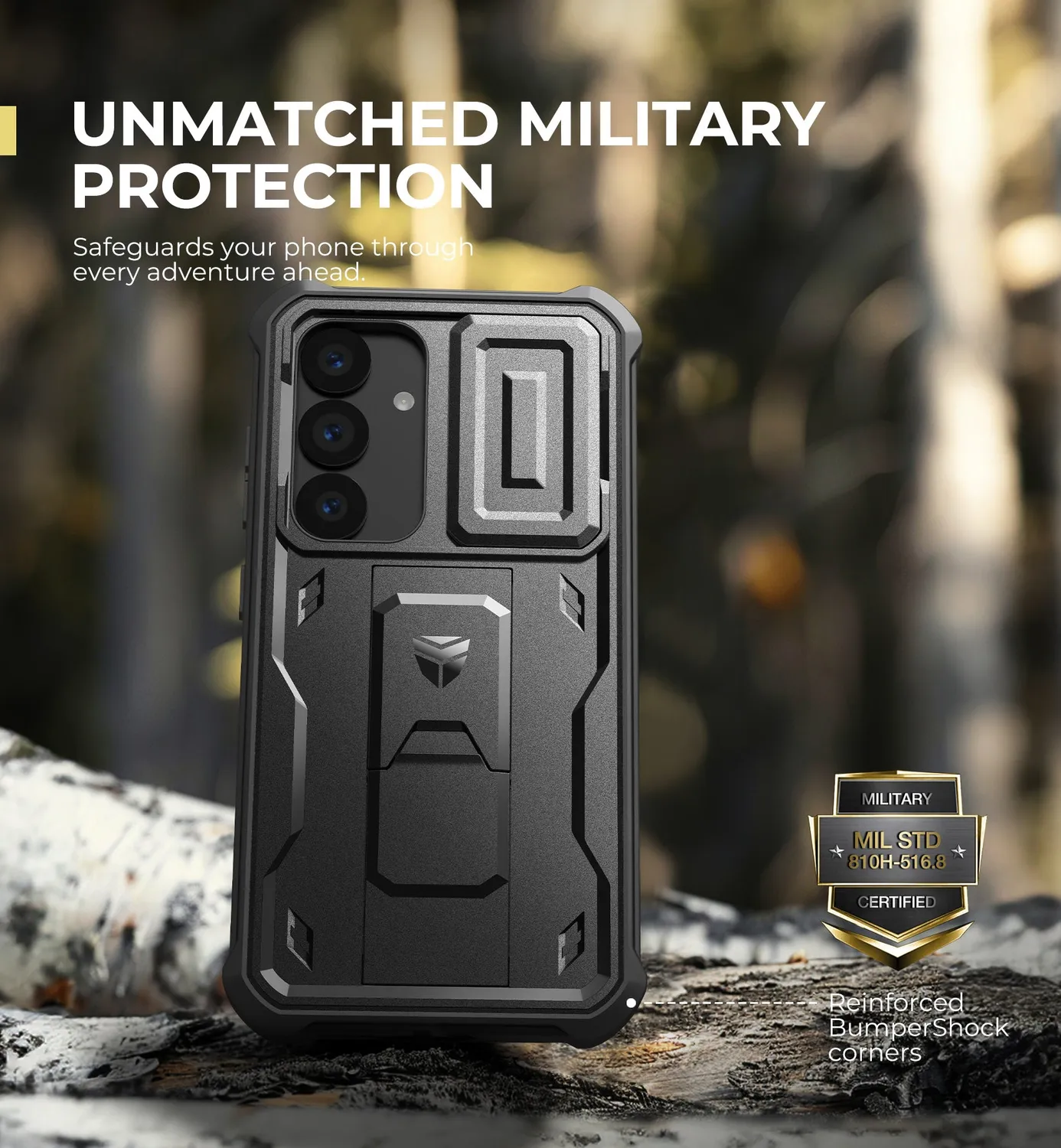 Dexnor Galaxy S25 cover rugged nera kickstand camera