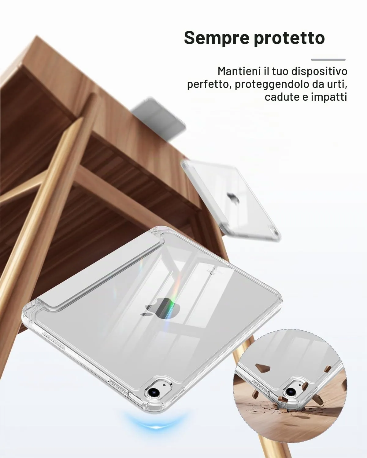 MoKo Cover iPad A16 11/10 Gen 11/10.9" Argento Trasparente