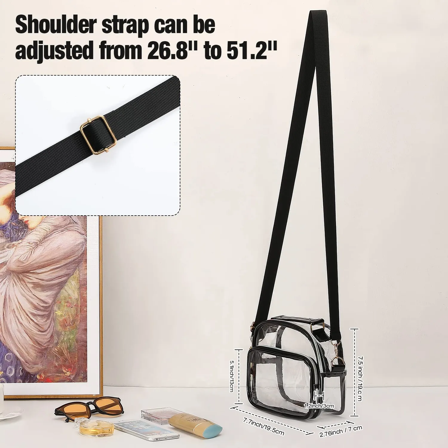 MoKo Borsa Tracolla Trasparente PVC 2 Tasche