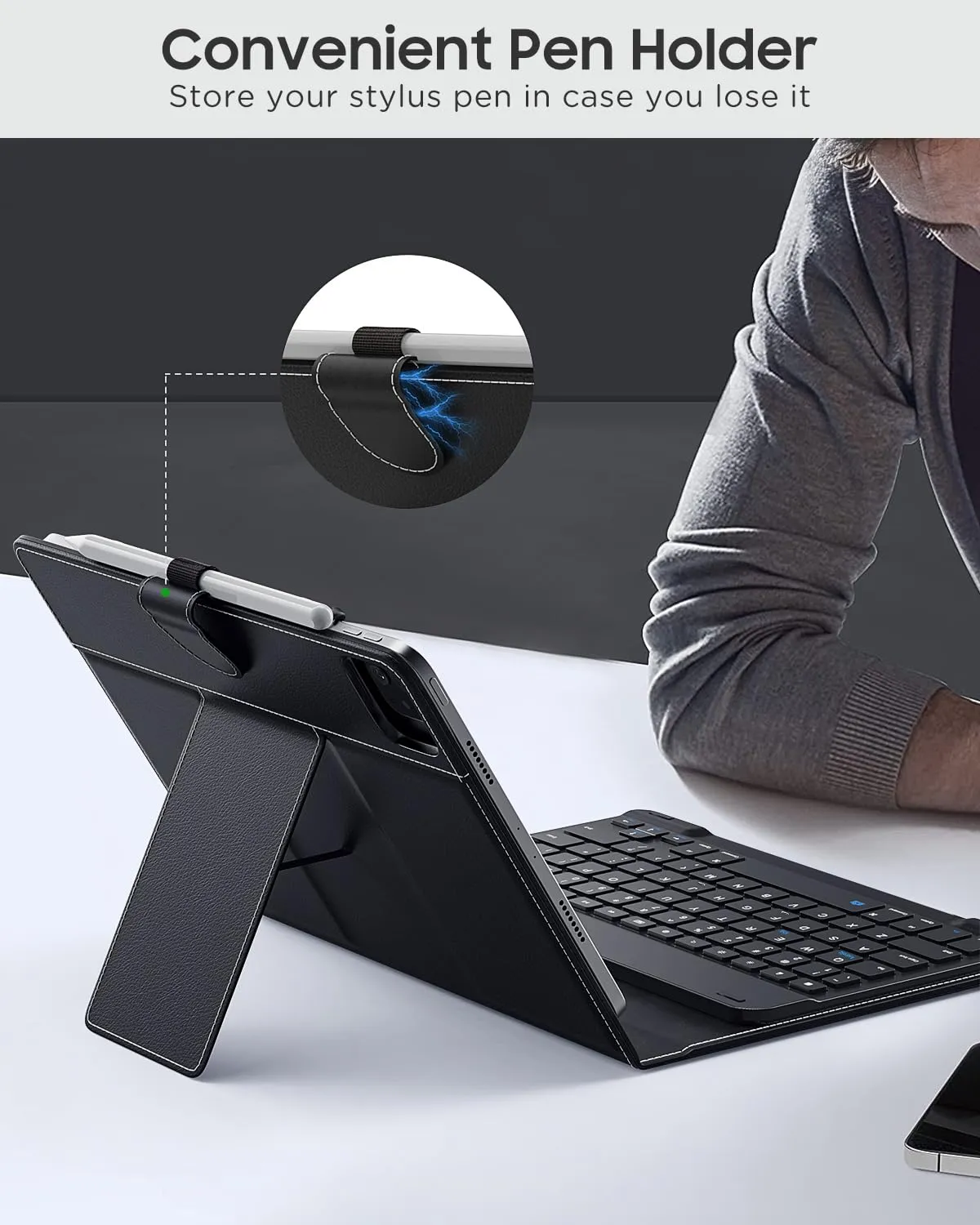 MoKo Custodia Tablet 9-11" Tastiera Bluetooth Nero Universale