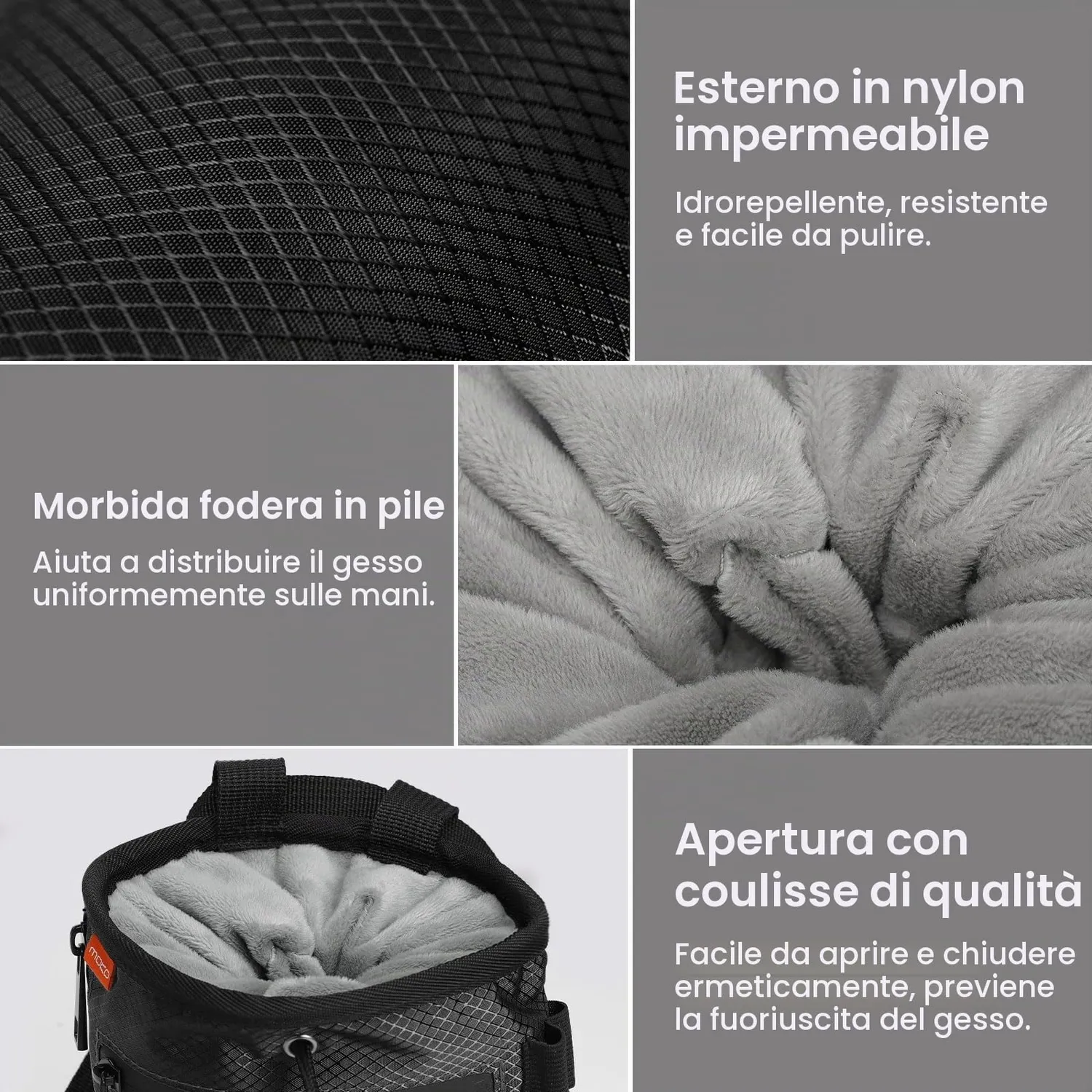 MoKo Borsa gesso arrampicata nera con cintura