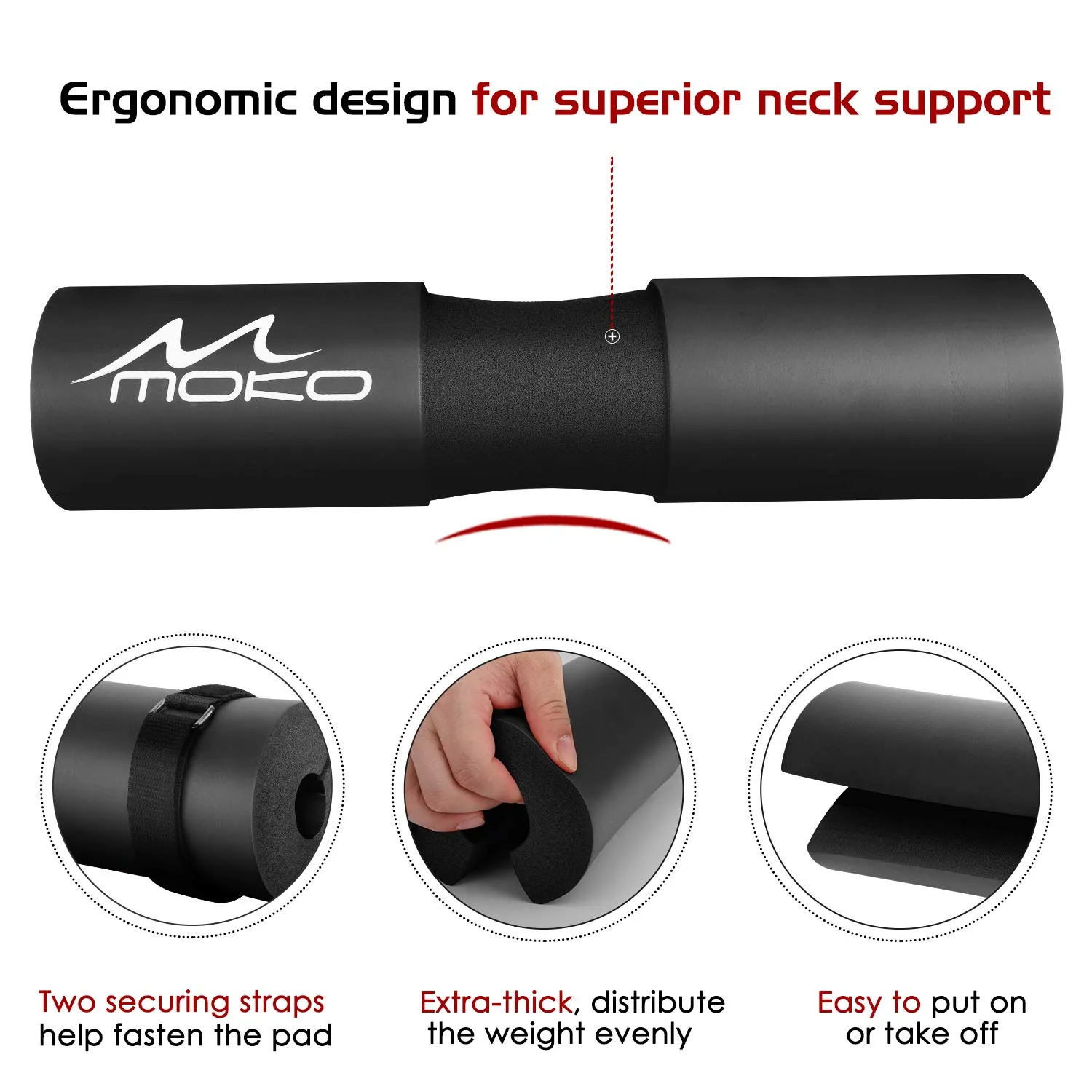 MoKo Cuscinetto Bilanciere Squat Pad Nero Spugna