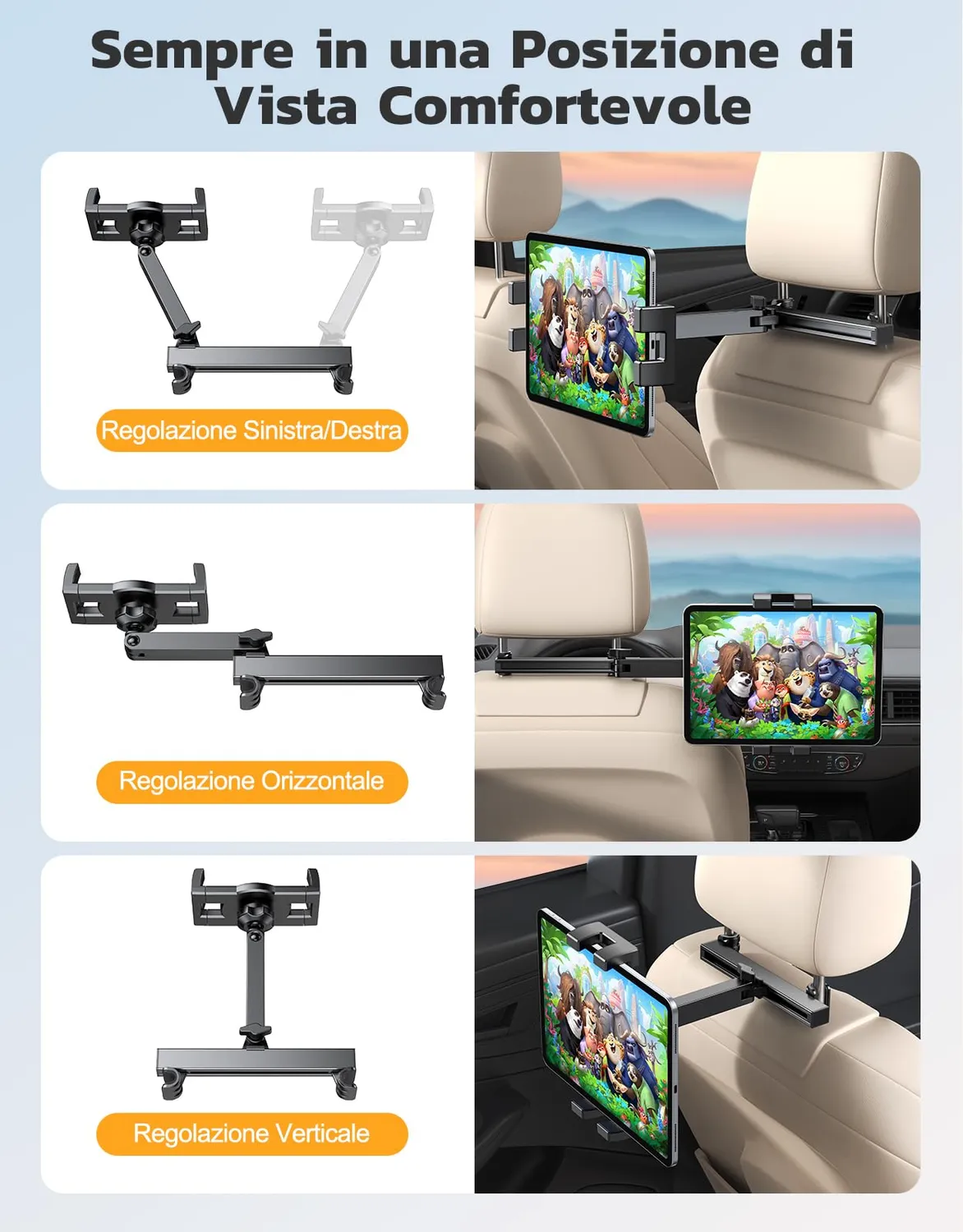 EOIWUY Supporto Tablet Auto Poggiatesta 4,7-12,9 Pollici