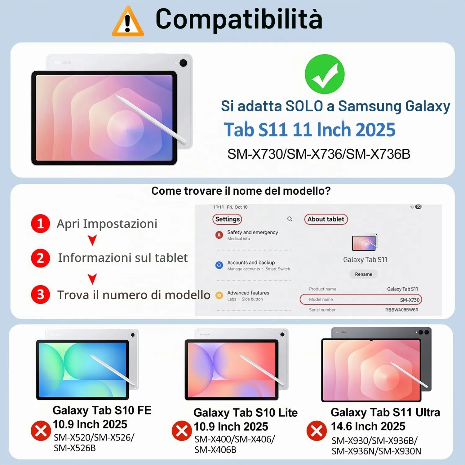 MoKo Custodia Galaxy Tab S11 11" 2025 Nera Sottile Auto Wake