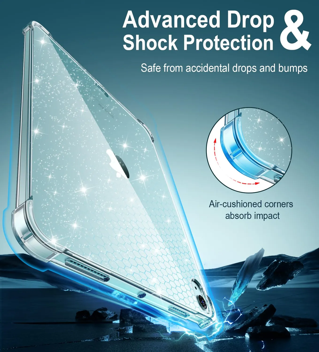 MoKo iPad Air 11 M3/M2 cover trasparente glitter chiaro