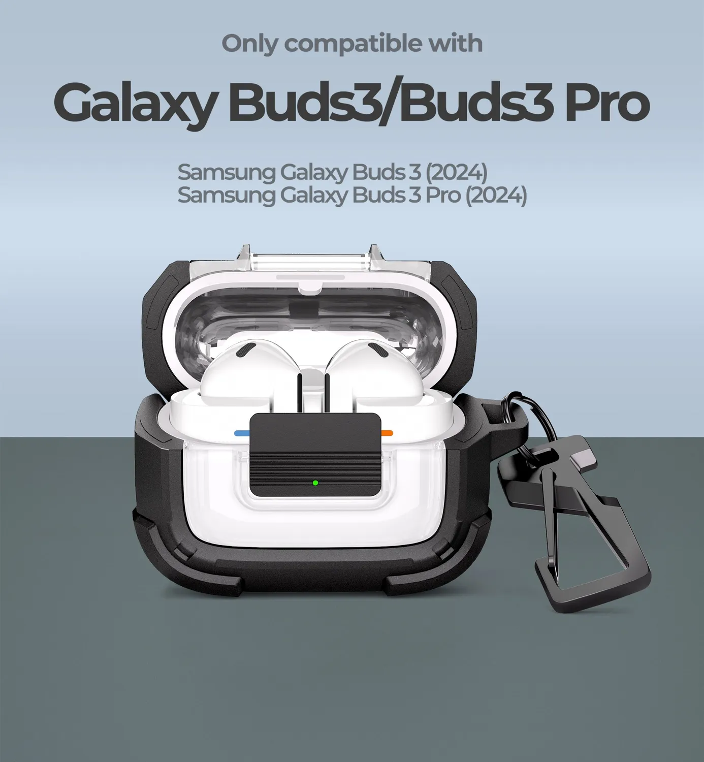 Dexnor custodia Galaxy Buds3 Pro nera antiurto trasparente