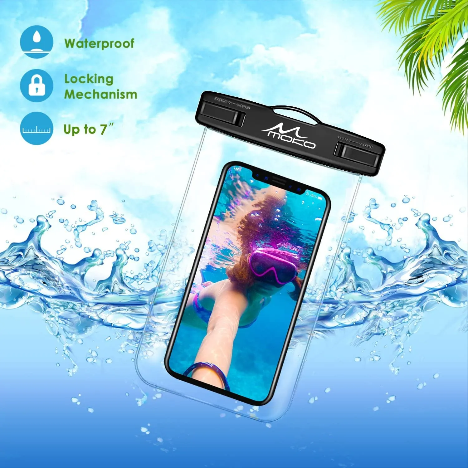 MoKo custodia impermeabile telefono IPX8 trasparente 3 pezzi