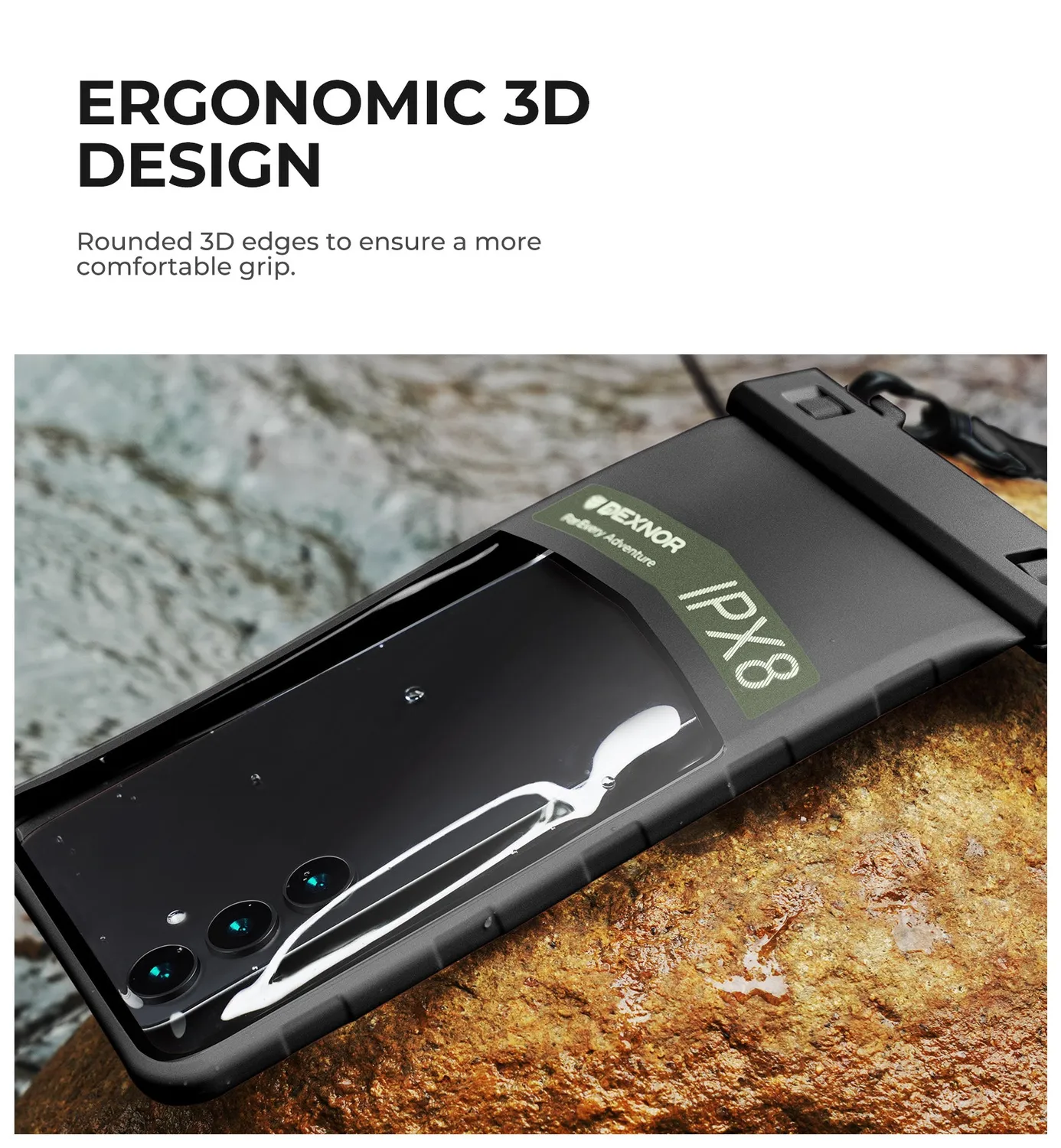 Dexnor Pouch Impermeabile IP68 Nero Smartphone 7" Laccetto