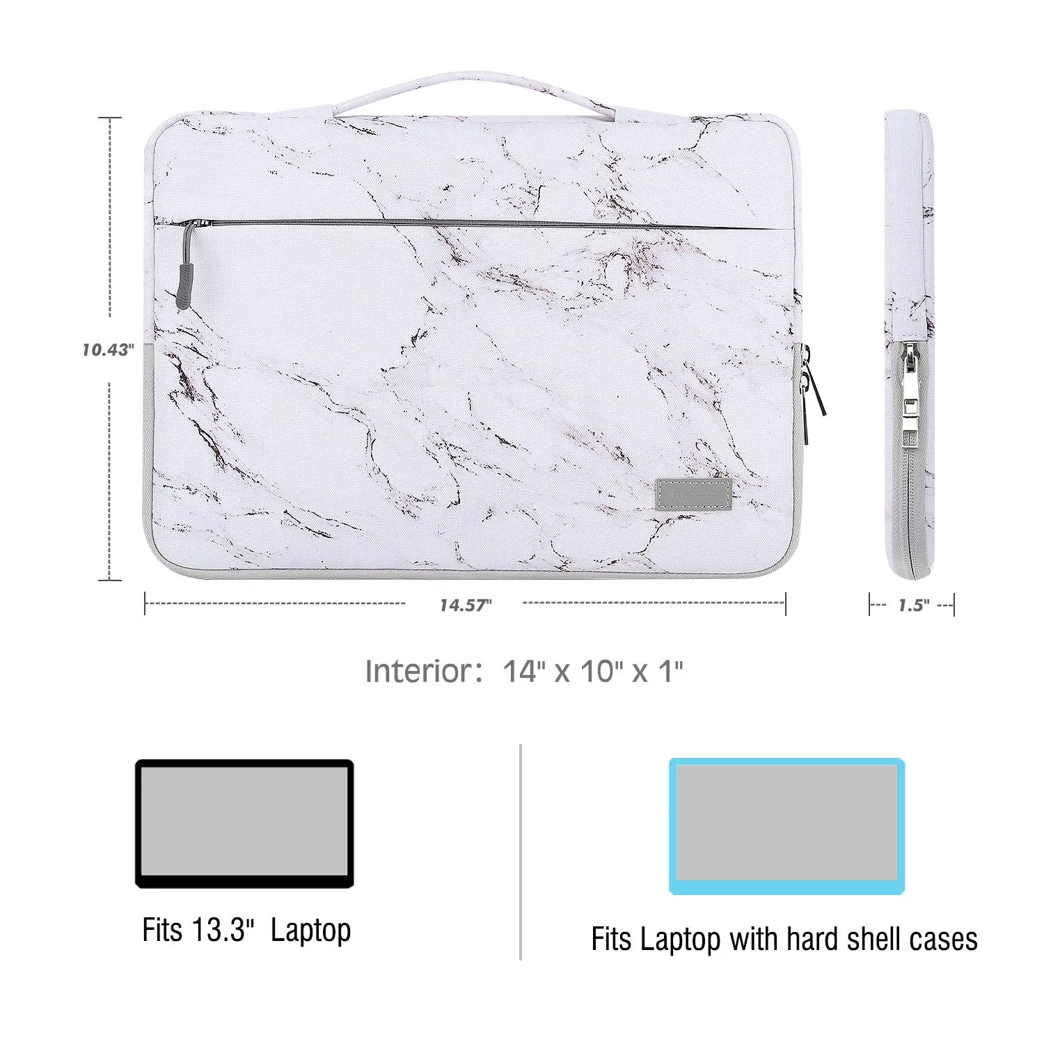 MoKo Borsa Laptop 13,3" Marmo con Maniglia e Tasca