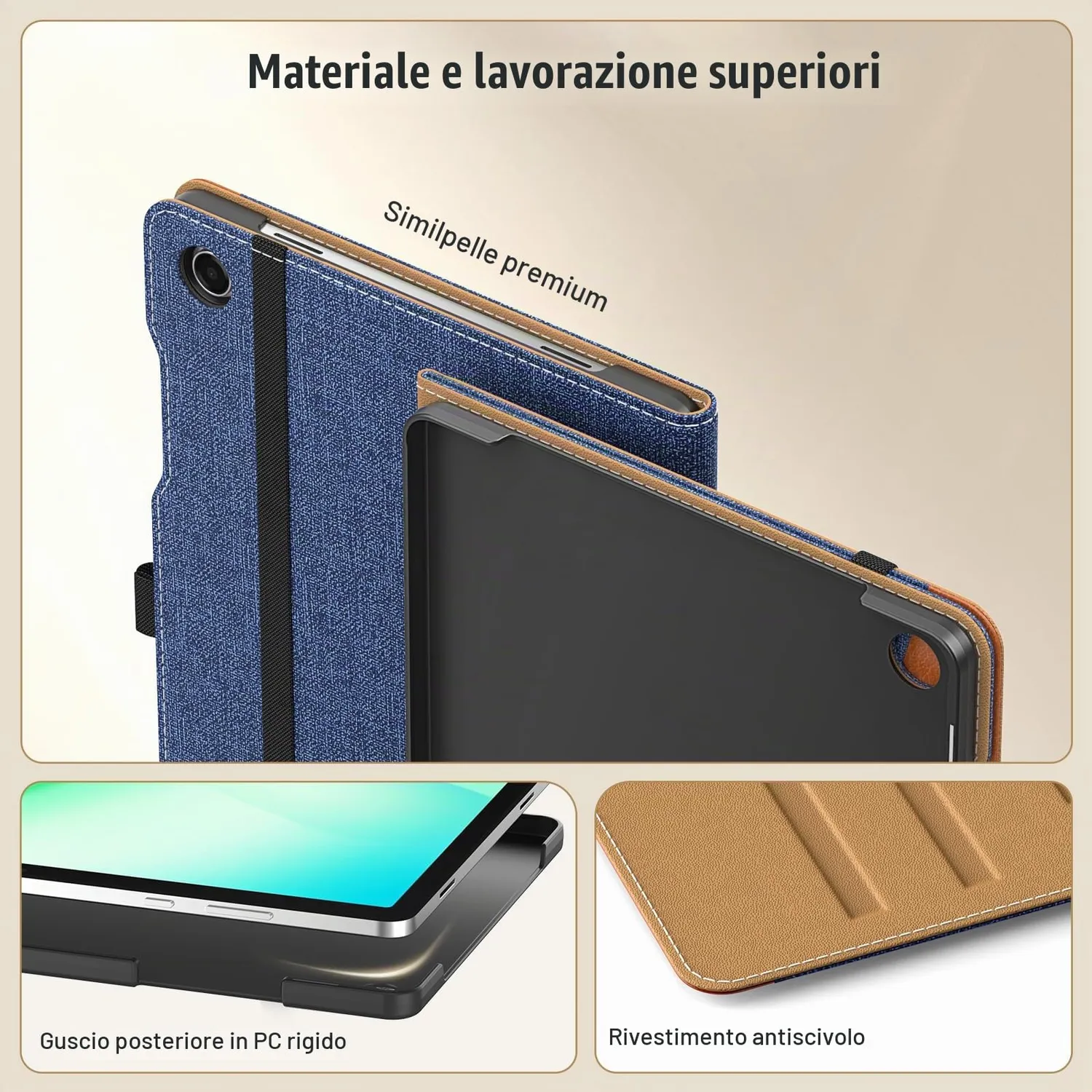 MoKo Cover Samsung Galaxy Tab A11+/A9+ 11" Denim Blu Marrone