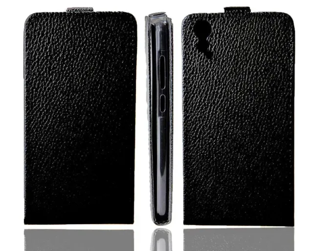 caseroxx Flip cover Archos 50 Oxygen Plus nera finta pelle