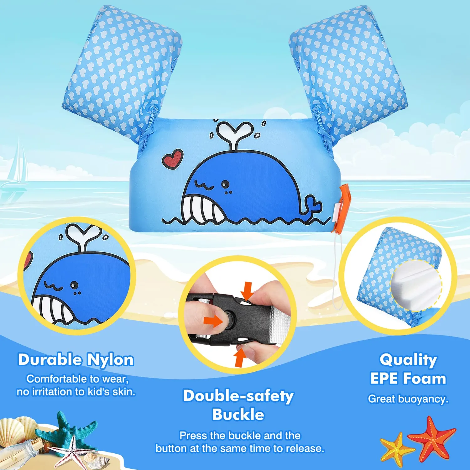 MoKo braccioli nuoto bambini balena blu 20-22,7 kg