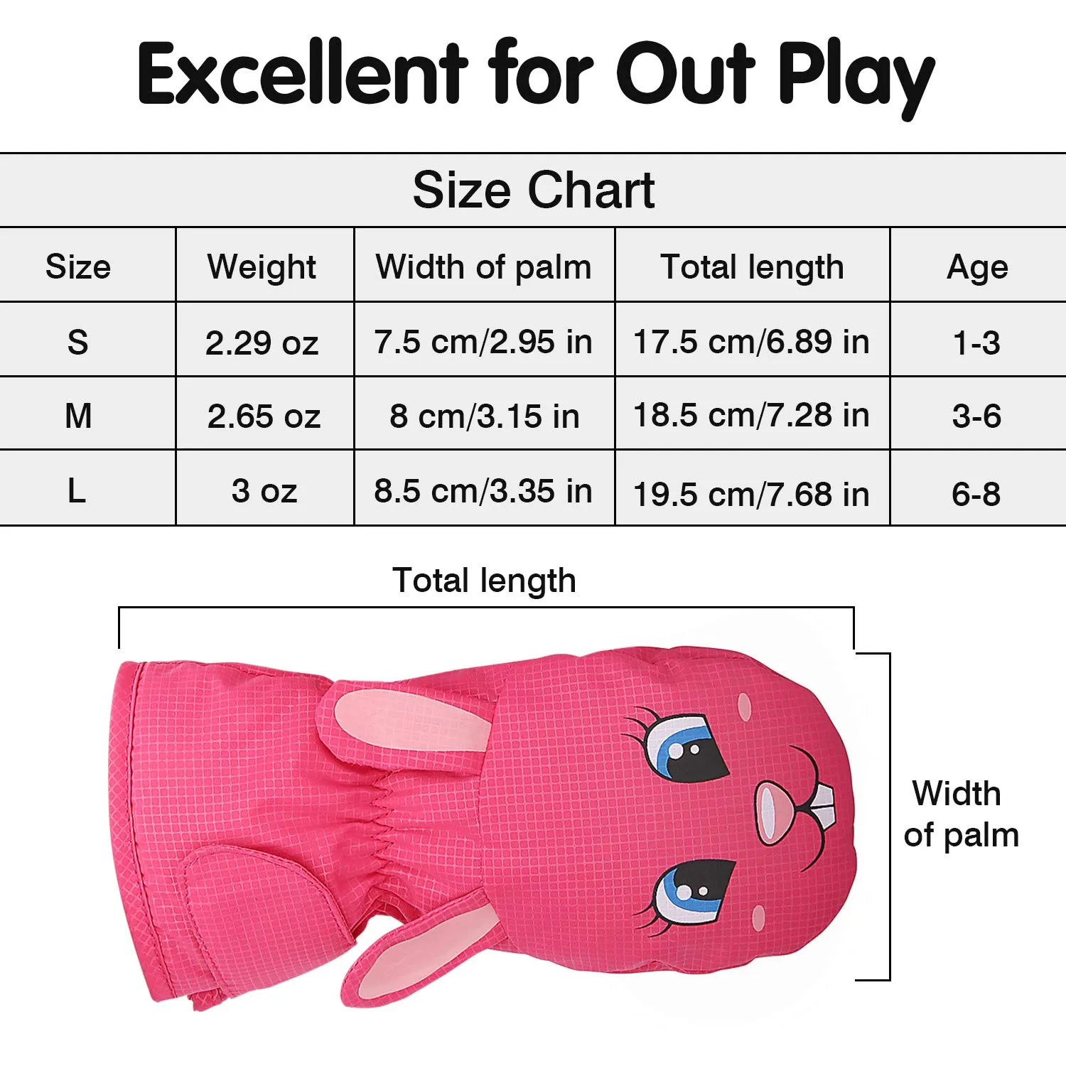 MoKo Guanti Sci Bambini Magenta S 1-3 Anni Impermeabili