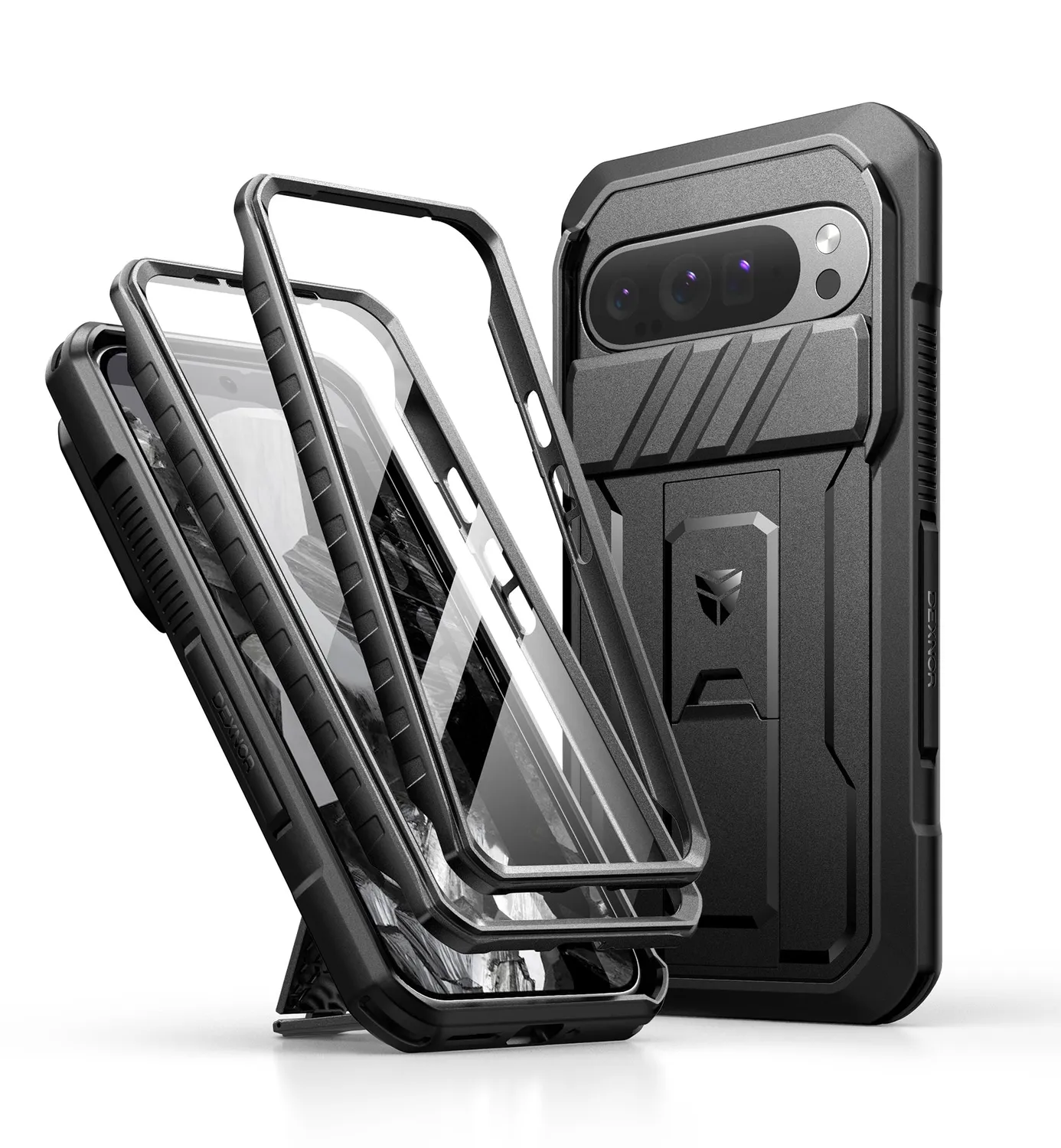 Dexnor Cover Pixel 9 Pro XL Nera con Vetro e Stand