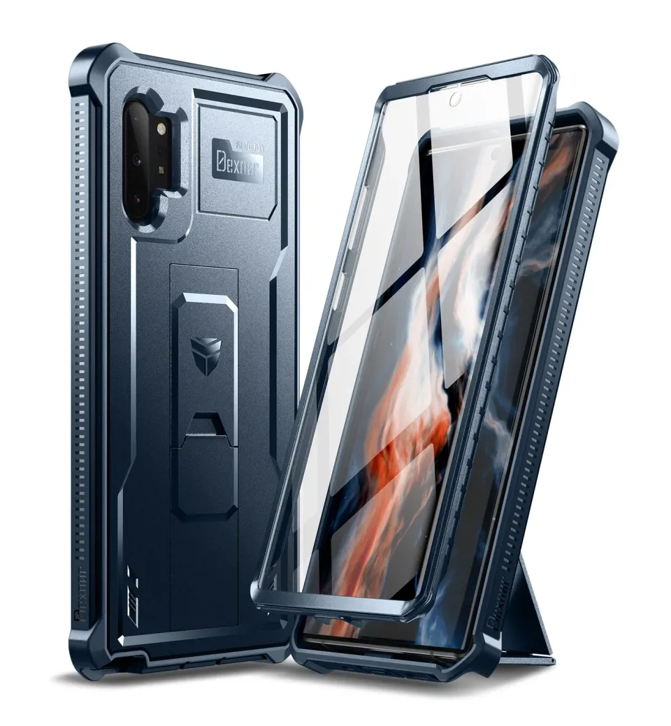 Dexnor Galaxy Note 10 Plus cover blu con stand vetro