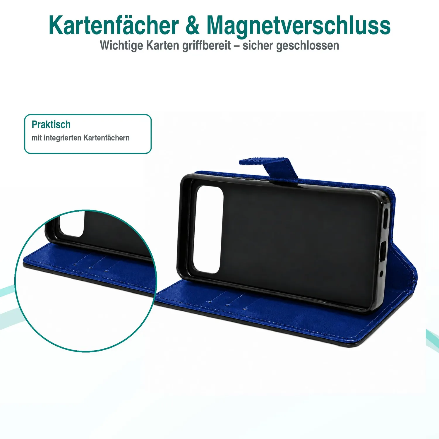 caseroxx Bookstyle custodia Gigaset GX30 azzurro carte