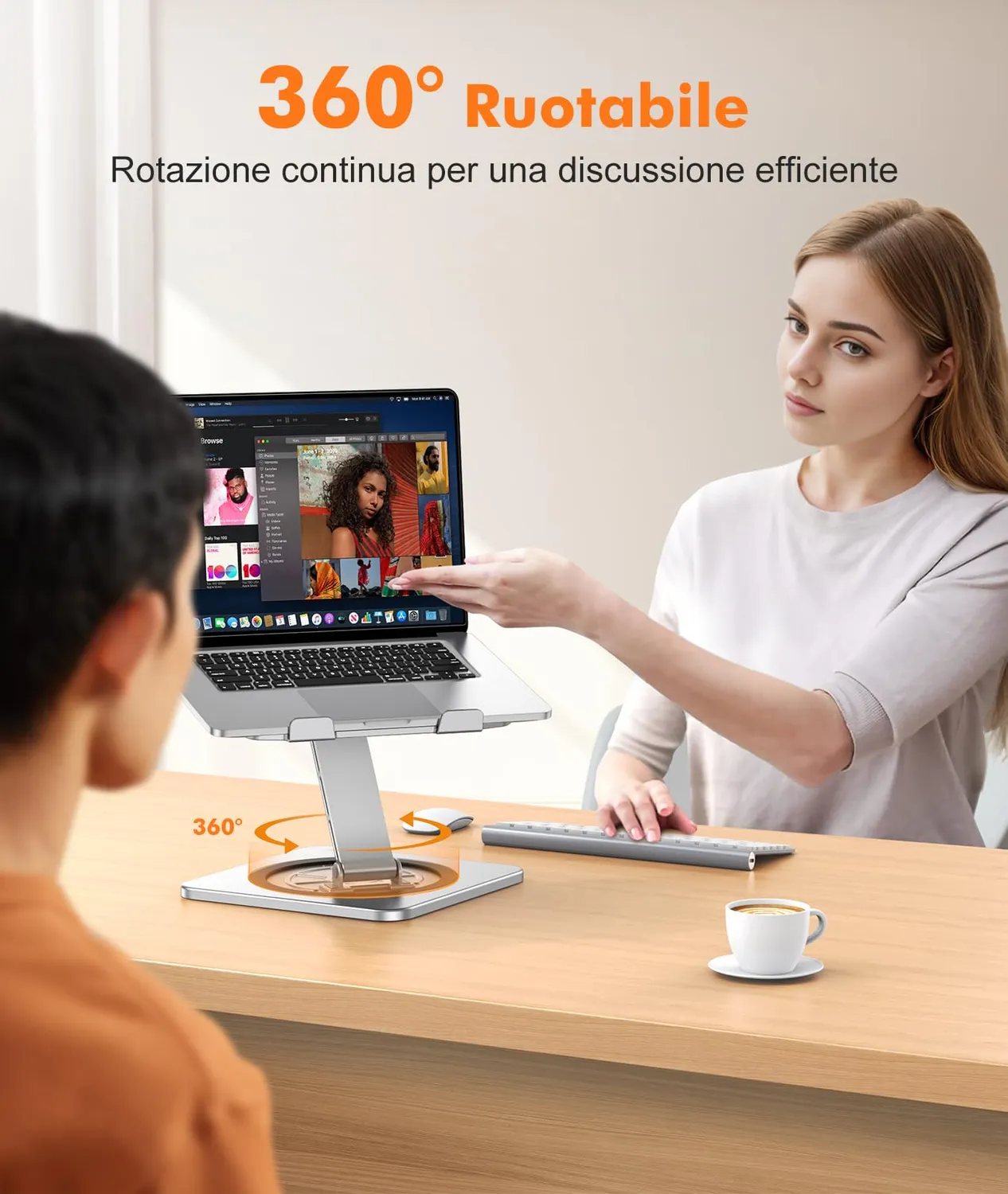 EOIWUY Supporto Laptop 10-16 Pollici Girevole Argento Alluminio
