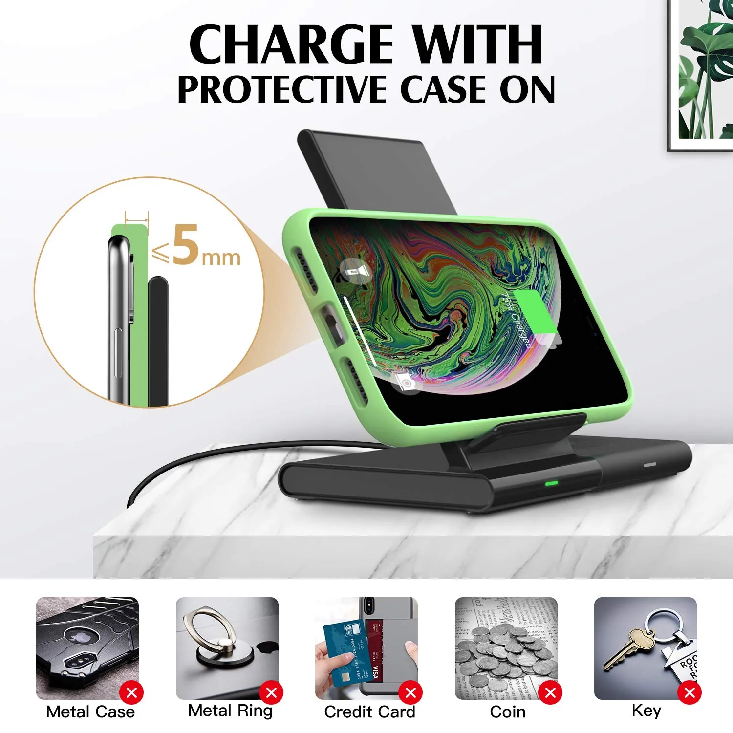 MoKo Caricatore Wireless Qi 10W 2 in 1 Telefono+Watch