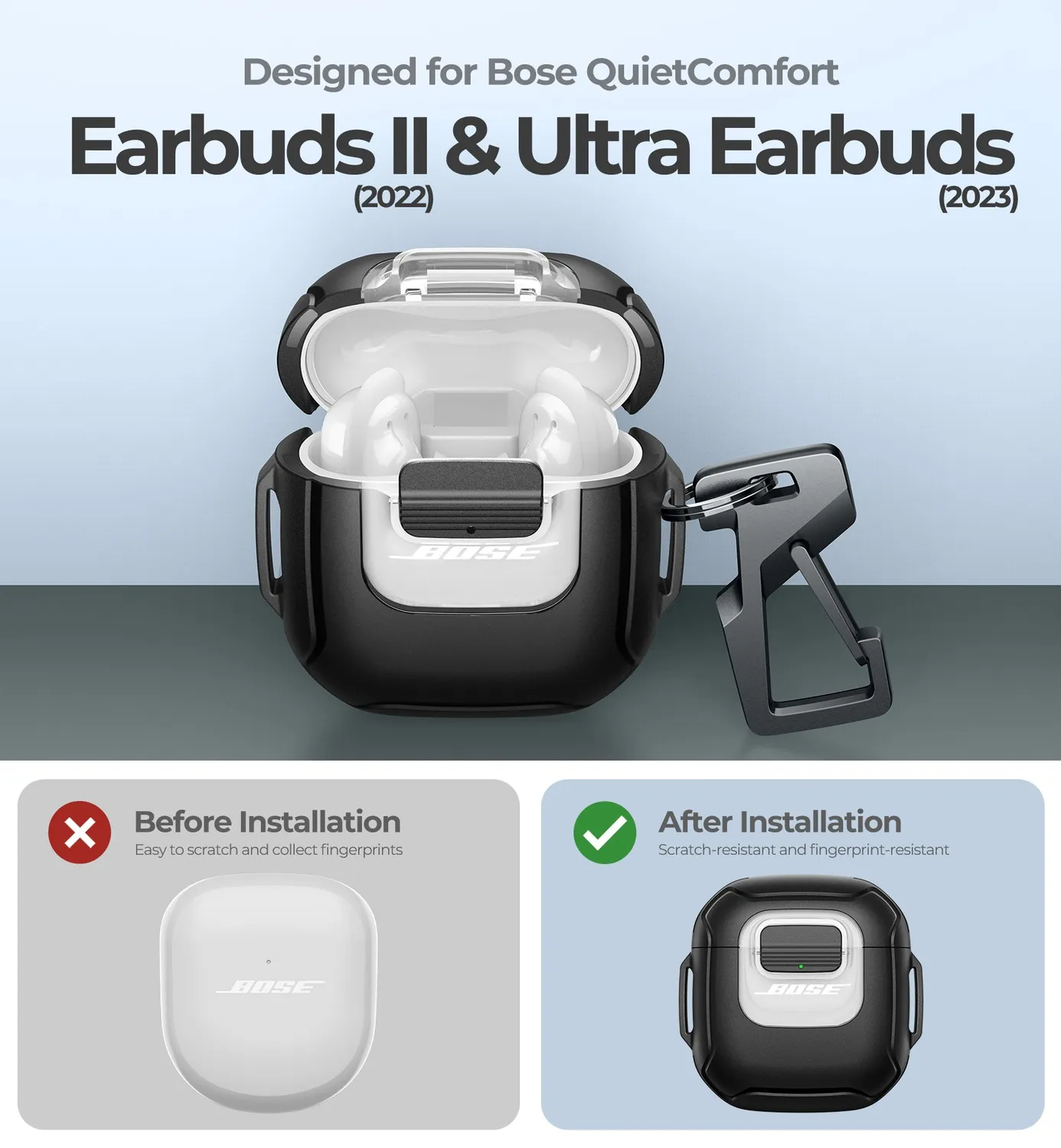 Dexnor Bose QuietComfort Earbuds II custodia nera TPU