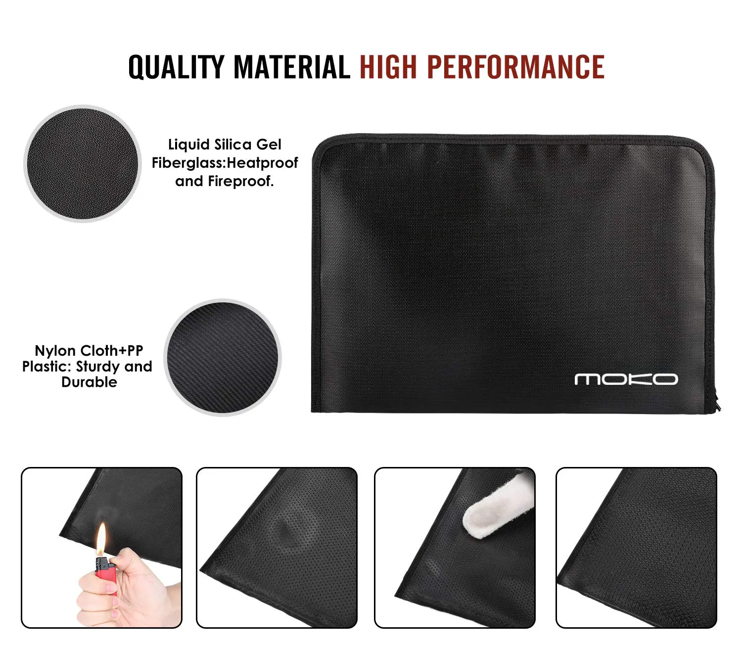 MoKo Porta Documenti Ignifugo A5 Nero 12 Tasche