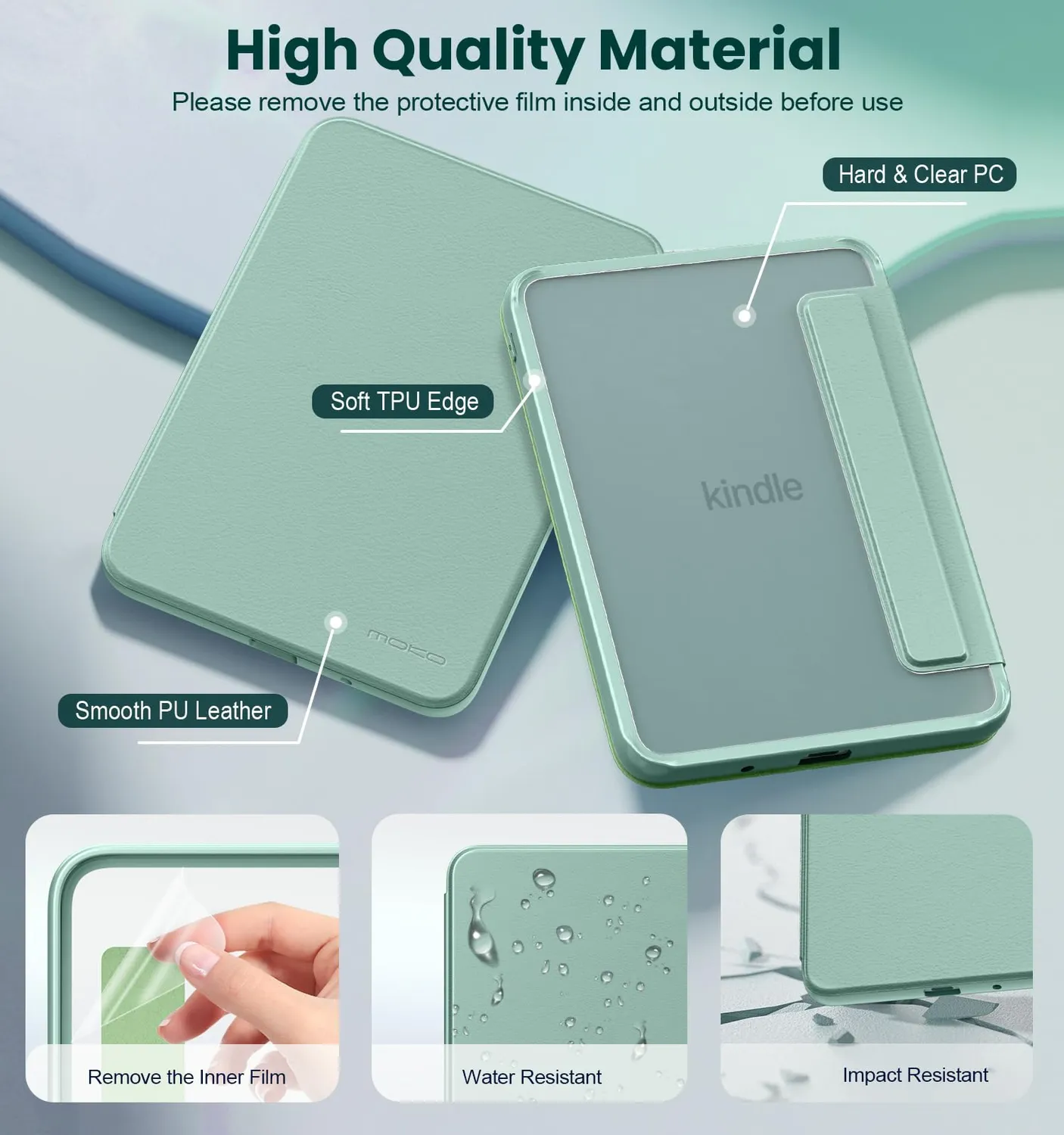 MoKo Kindle 6 12a Gen 2026 Custodia Magnetica Verde Agave