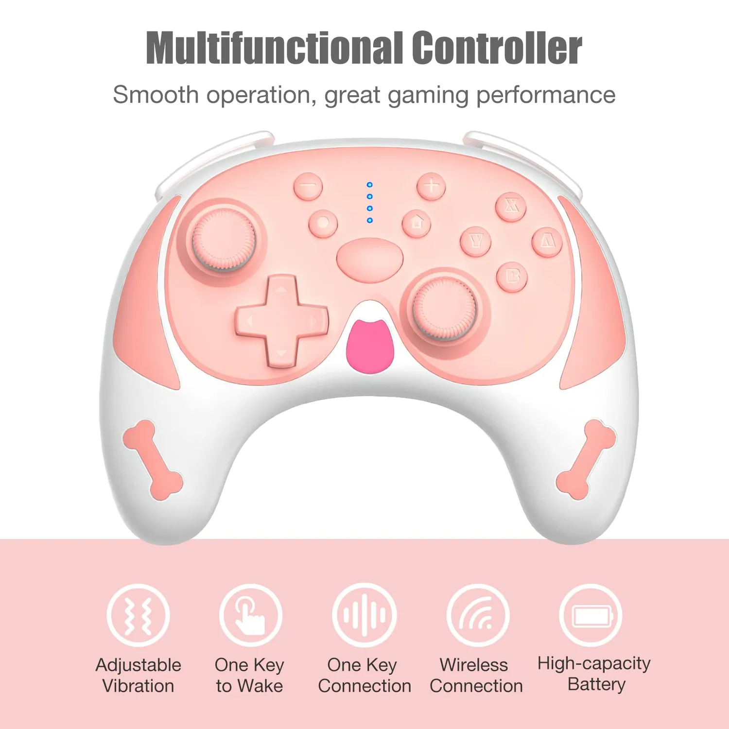 MoKo Switch Controller Wireless Rosa Bluetooth 600mAh