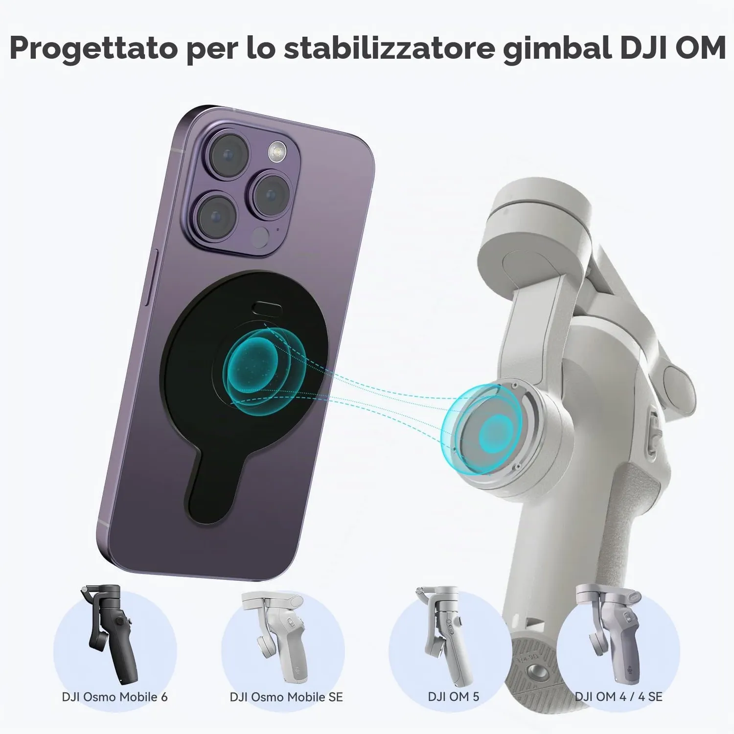 CloudValley base magnetica gimbal DJI OM telefono nero metallo