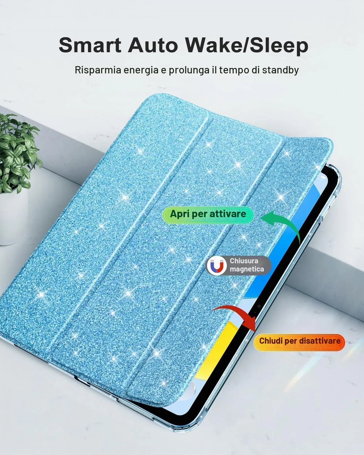 MoKo Cover iPad 11 10a Glitterato Blu Cielo TPU