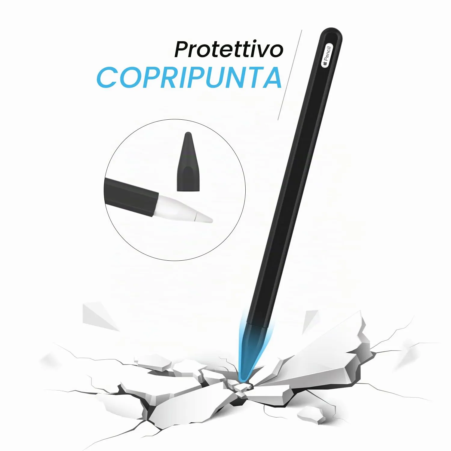 MoKo Cover Apple Pencil Pro/2 Custodia Silicone Nero Antigraffio